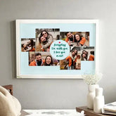 Love More Wall Frame - Personalized Love Frame in MDF A3 size featuring six couple photos and 'Everyday I'm with you, I love you more!' quote. Ideal for romantic home decor.